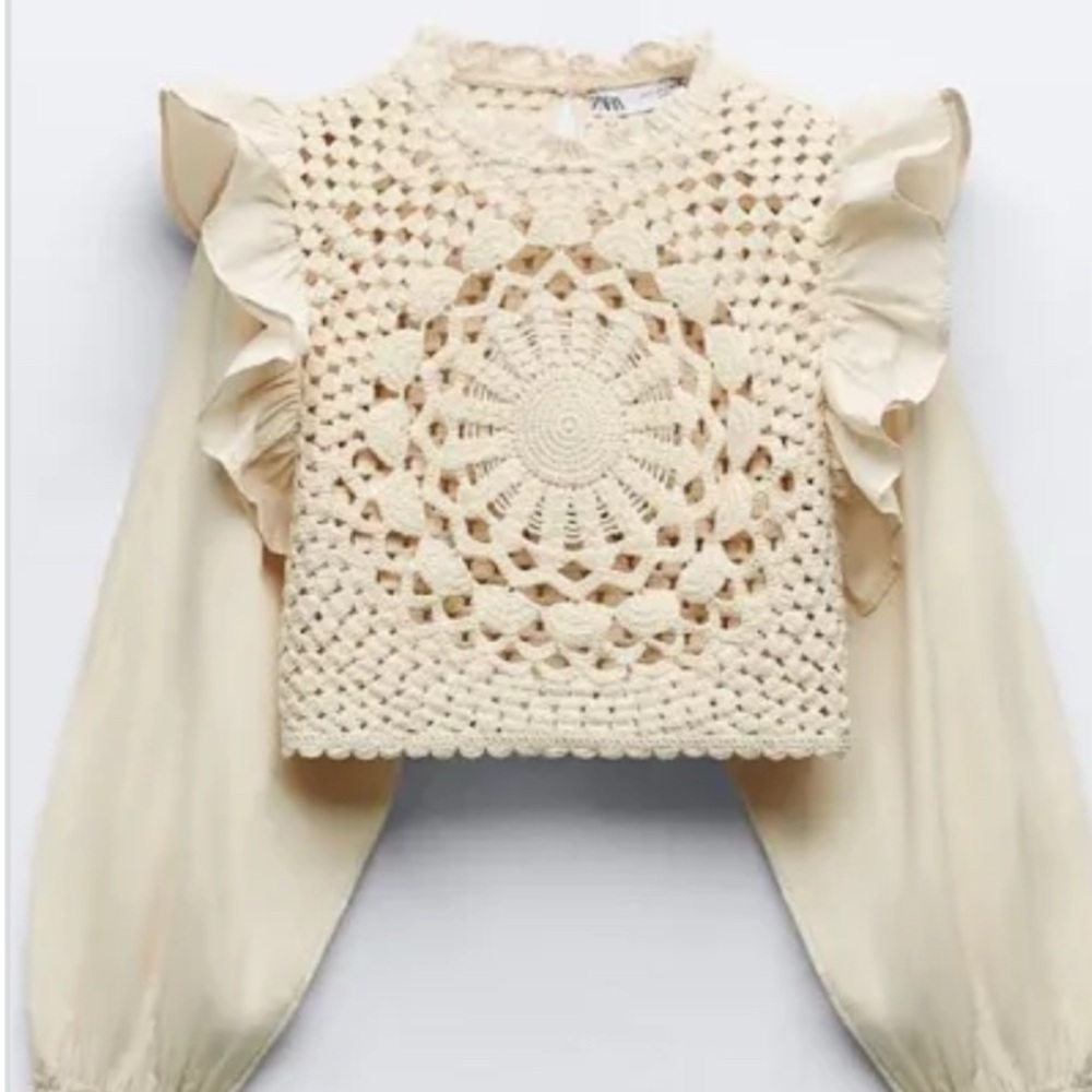 Zara Cream Crochet Top